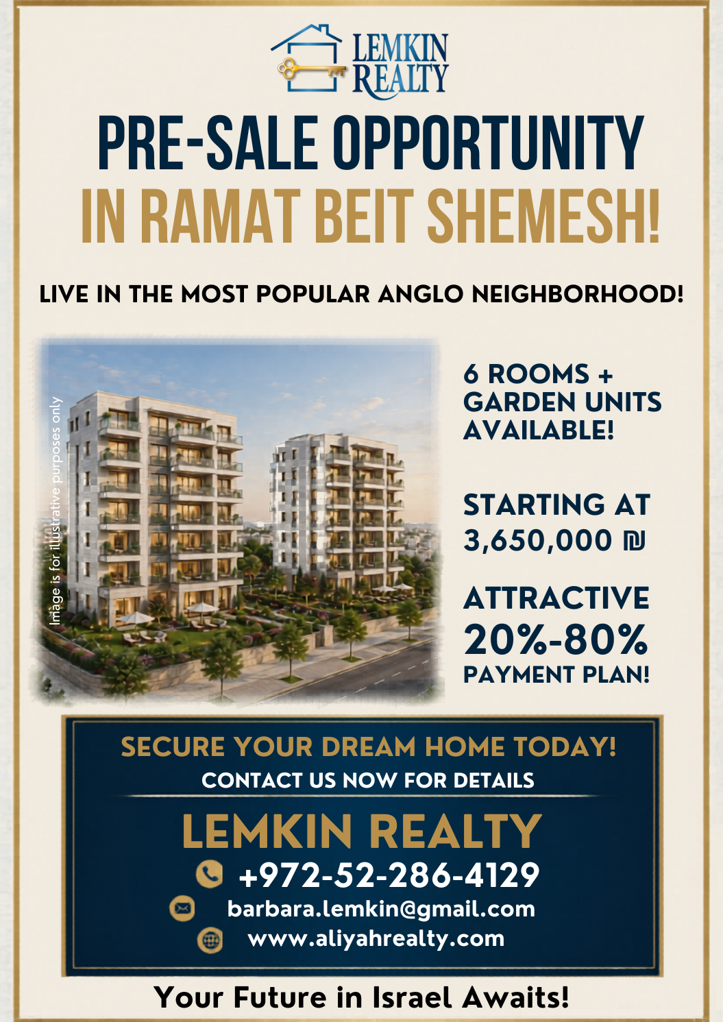 NEW PRE-SALE OPPORTUNITY | Near M3 – Ramat Beit Shemesh